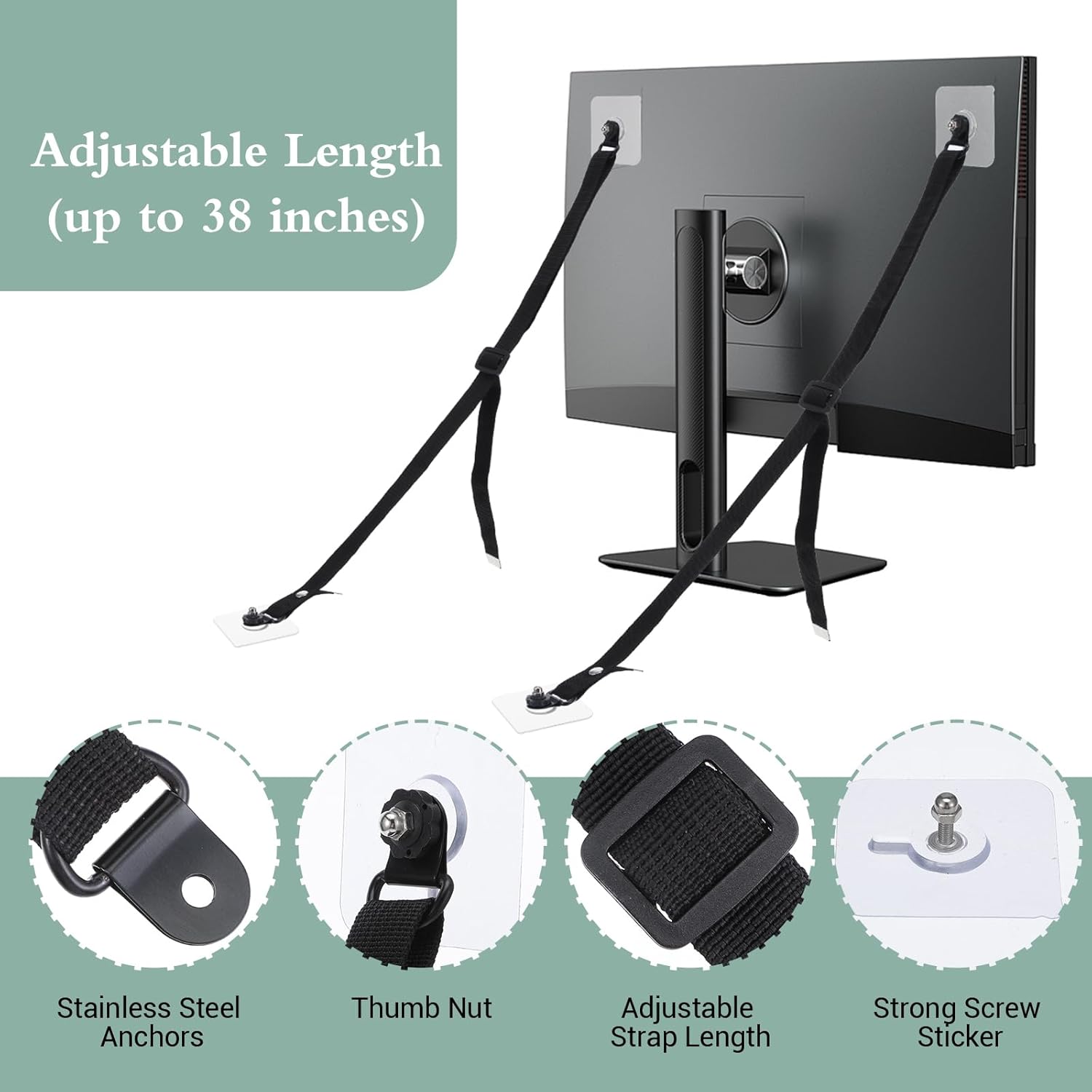 สายรัดนิรภัยสำหรับทีวีแบบปรับไ - Earthquake Anchor Strap บทวิจารณ์และราคา