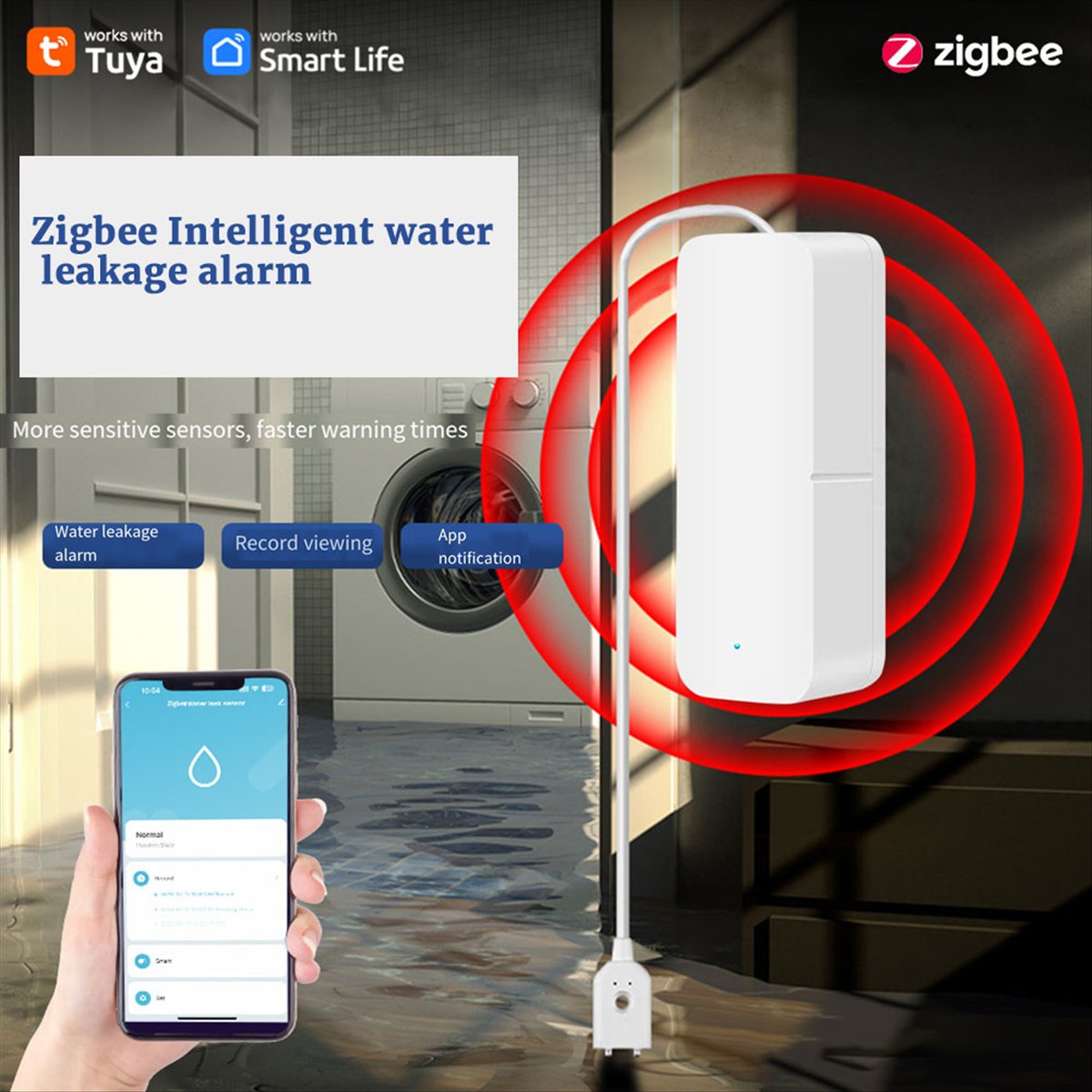 A40I Tuya ZigBee เซ็นเซอร์วัดร - Water Alarm Sensor บทวิจารณ์และราคา